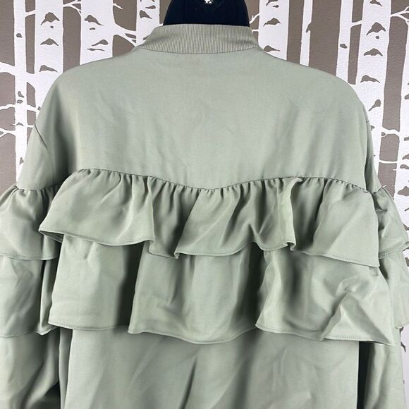 Lane Bryant Pistachio Green Ruffled Zip Up Bomber Windbreaker Jacket 18/20 - Picture 6 of 15